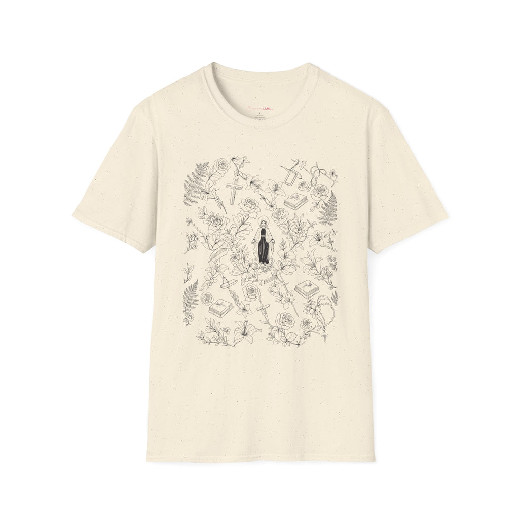 Our Lady of Grace Floral Christian T-Shirt – Virgin Mary Catholic Tee