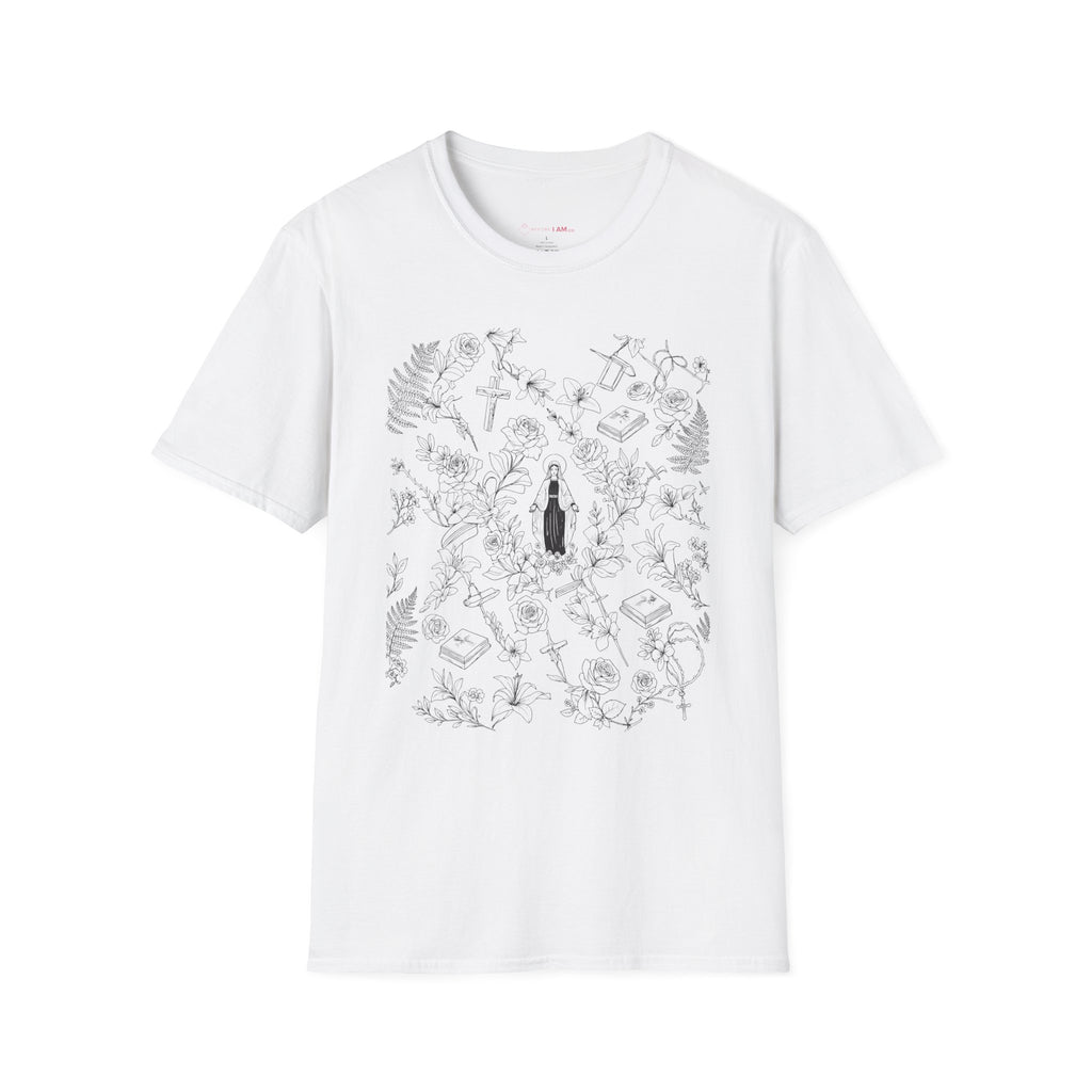 Our Lady of Grace Floral Christian T-Shirt – Virgin Mary Catholic Tee