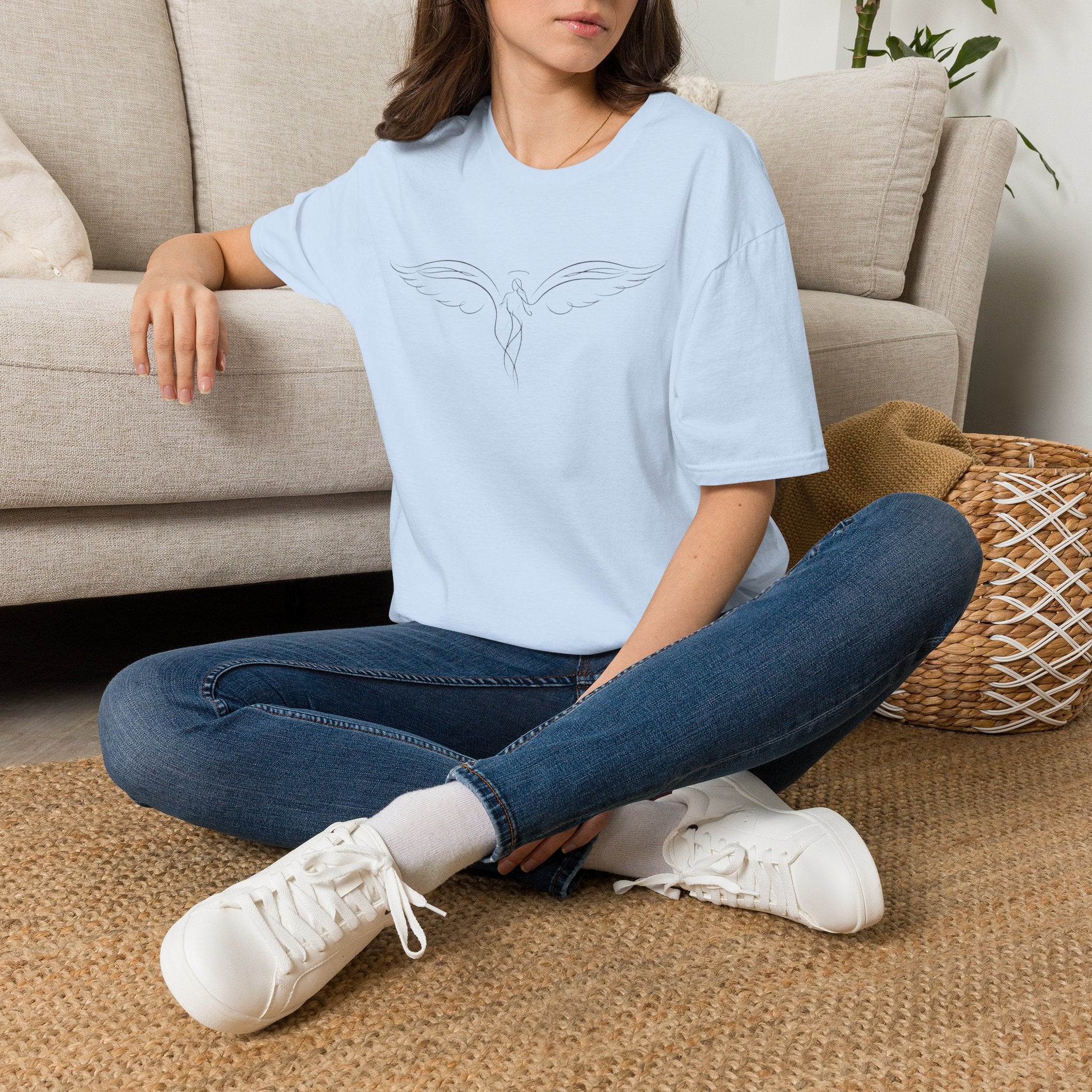 Minimalist Guardian Angel Wings Christian T-Shirt