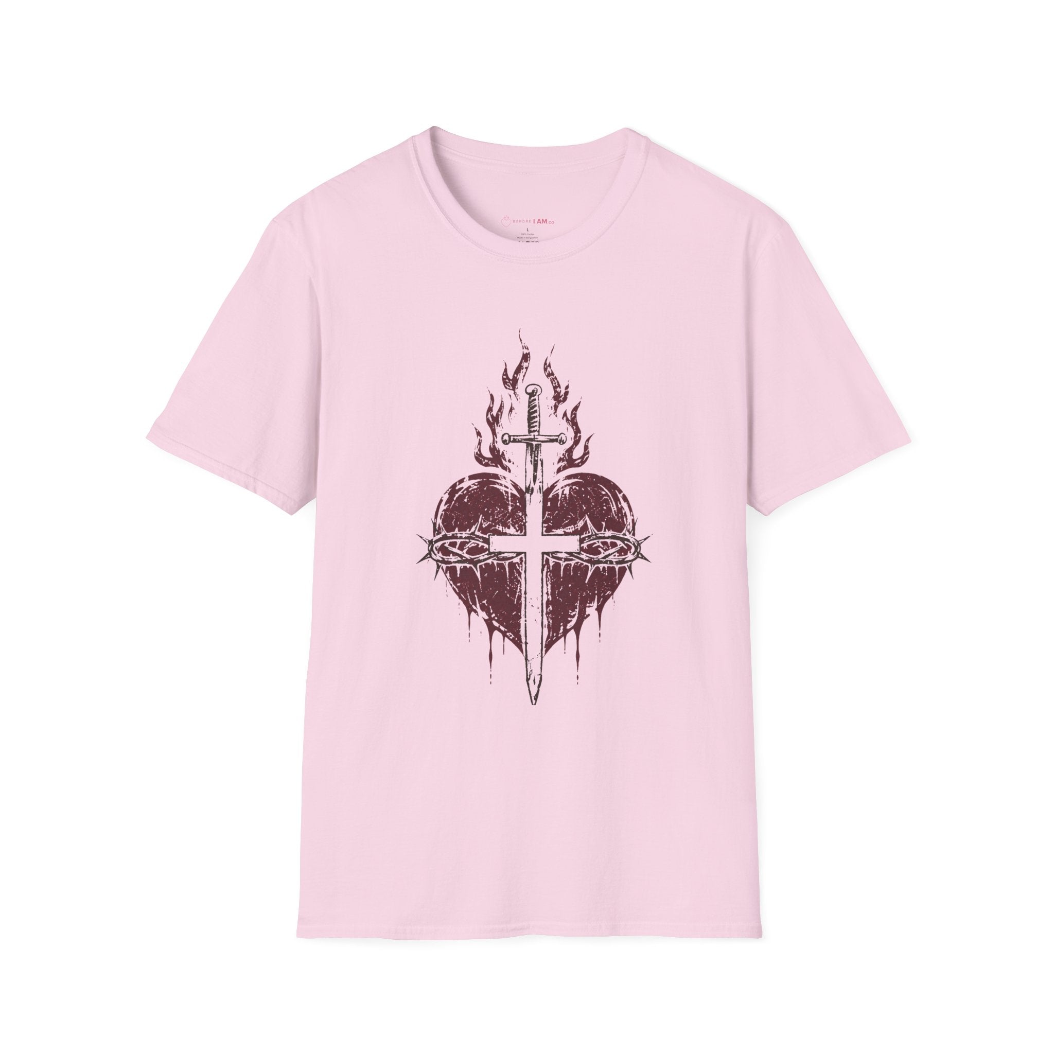 Sacred Heart of Jesus Christian T-Shirt – Crown of Thorns Cross Tee