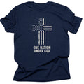 One Nation Under God Cross American Flag Christian T-Shirt