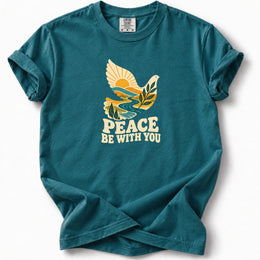 Peace be with you Premium T-Shirt in Topaz Blue, front view