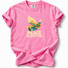 Peace be with you Premium T-Shirt in Neon Pink, front view