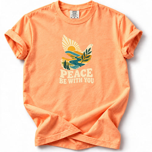 Peace be with you Premium T-Shirt in Melon, front view