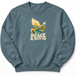 Peace be with you Premium Sweatshirt in Blue Spruce, front view