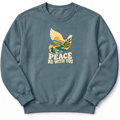 Peace be with you Premium Sweatshirt in Blue Spruce, front view