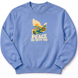 Peace be with you Premium Sweatshirt in Flo Blue, front view