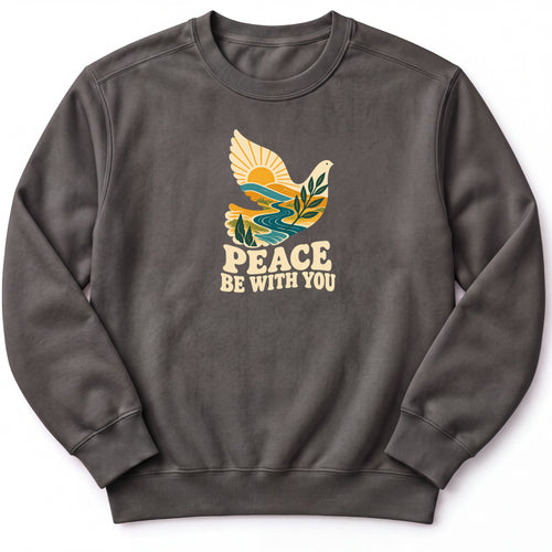 Peace be with you Premium Sweatshirt in Pepper, front view