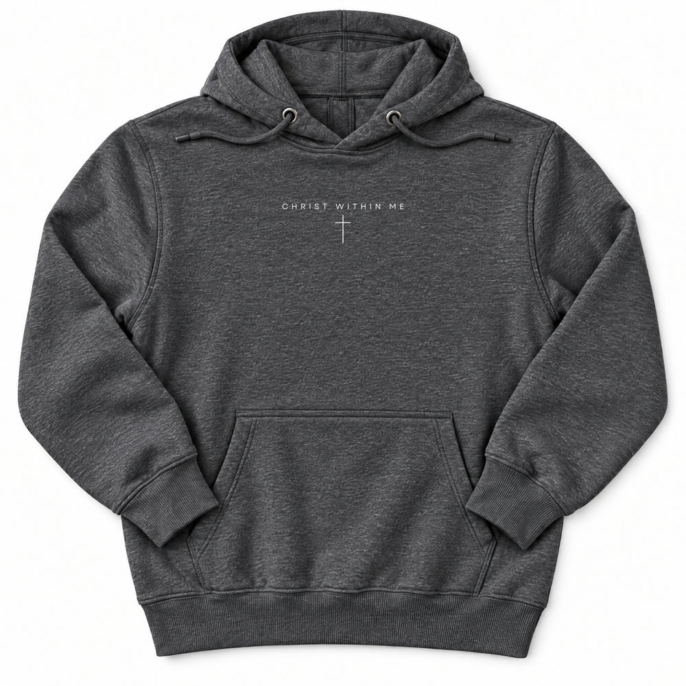 Christ Within Premium Hoodie in Charcoal Heather, front view