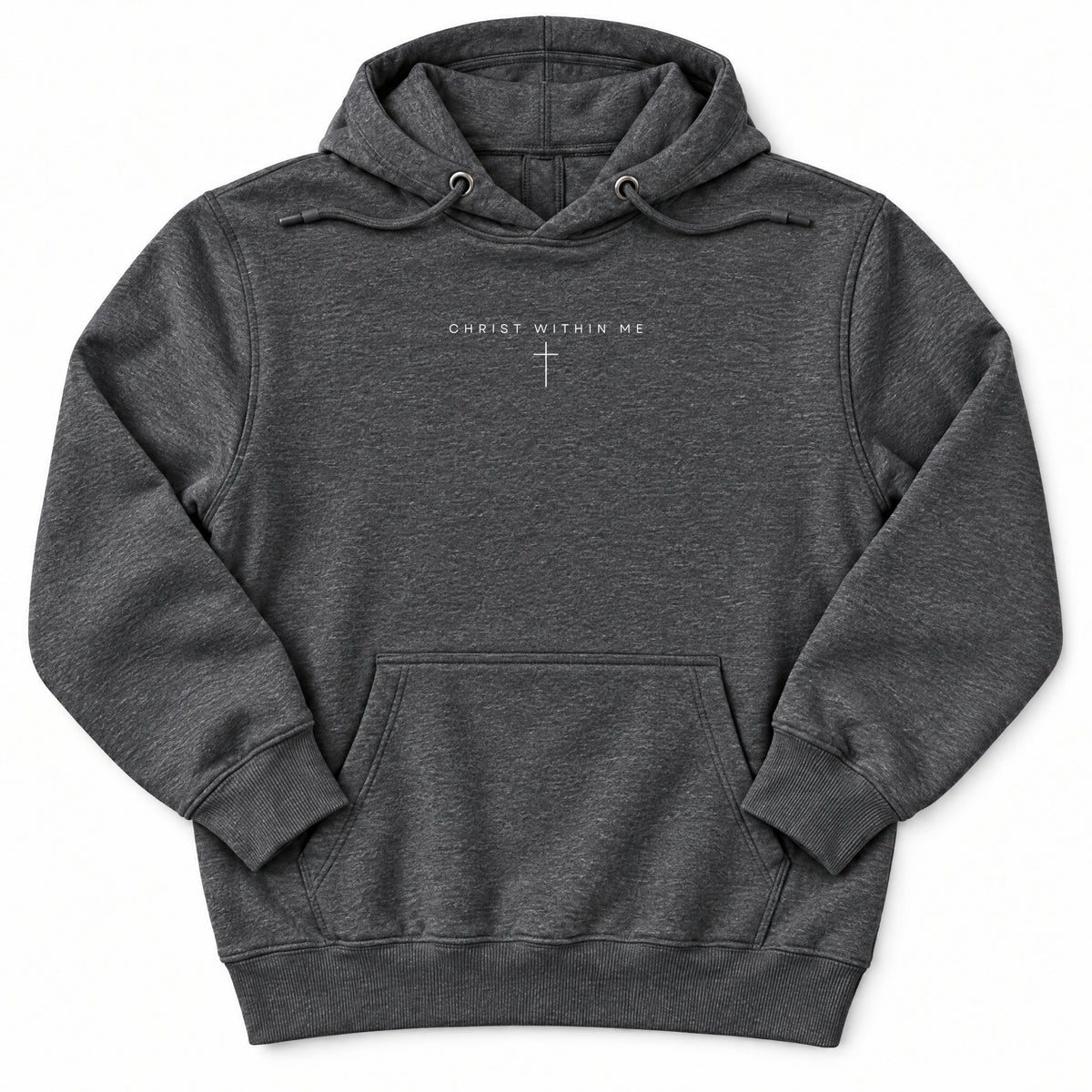 Christ Within Premium Hoodie in Charcoal Heather, front view