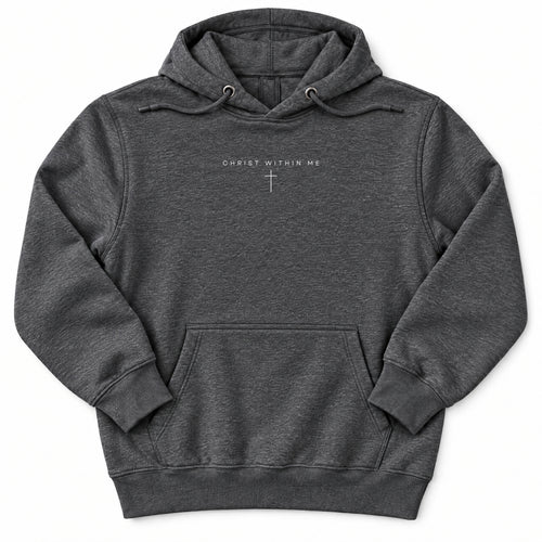 Christ Within Premium Hoodie in Charcoal Heather, front view