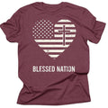 Blessed Nation Cross American Flag Christian T-Shirt