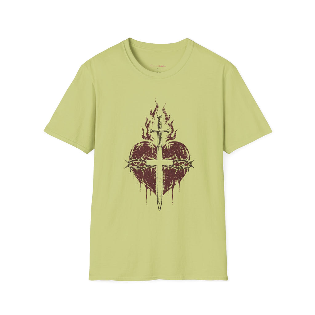 Sacred Heart of Jesus Christian T-Shirt – Crown of Thorns Cross Tee