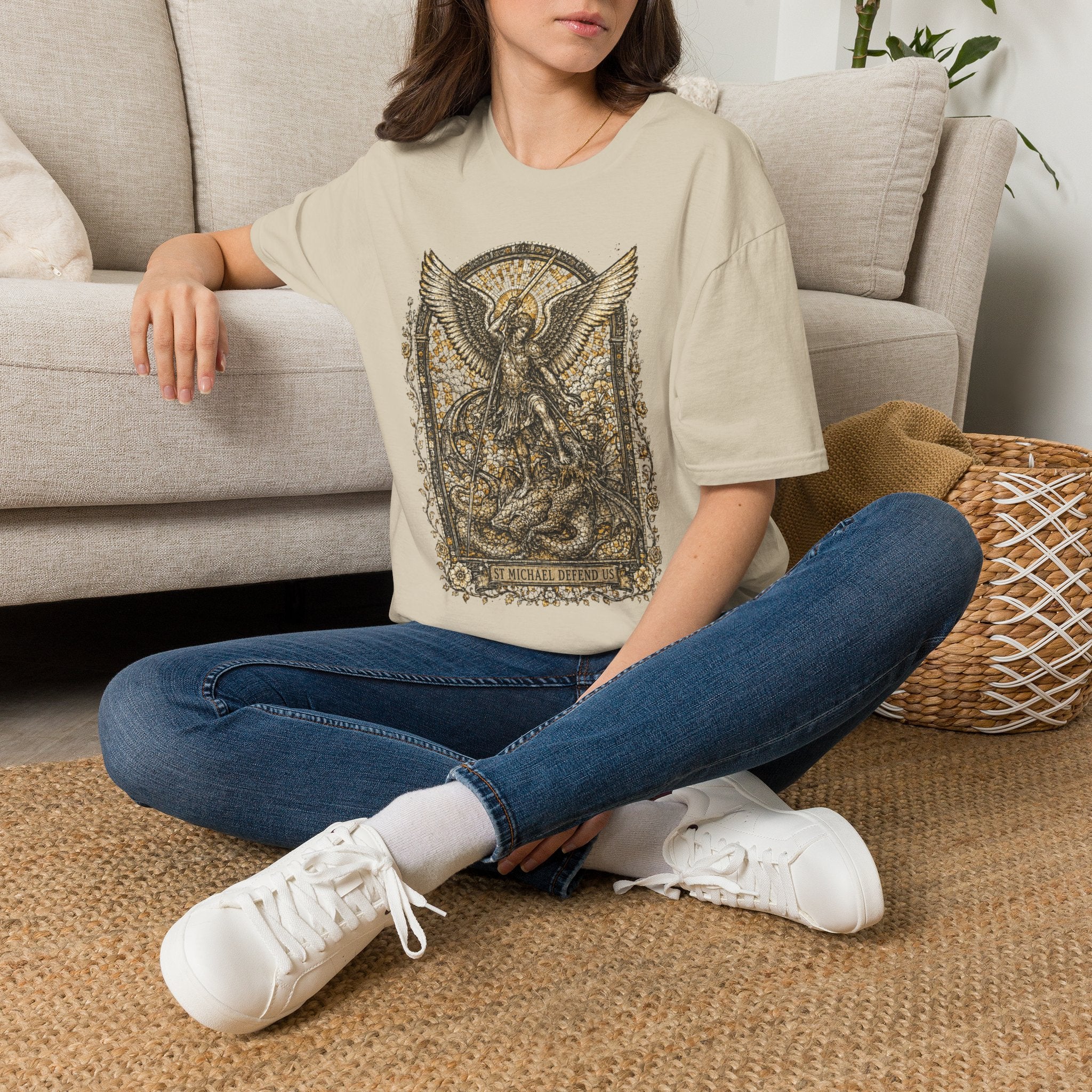 St. Michael Defend Us Christian T-Shirt – Archangel Demon Slayer Tee