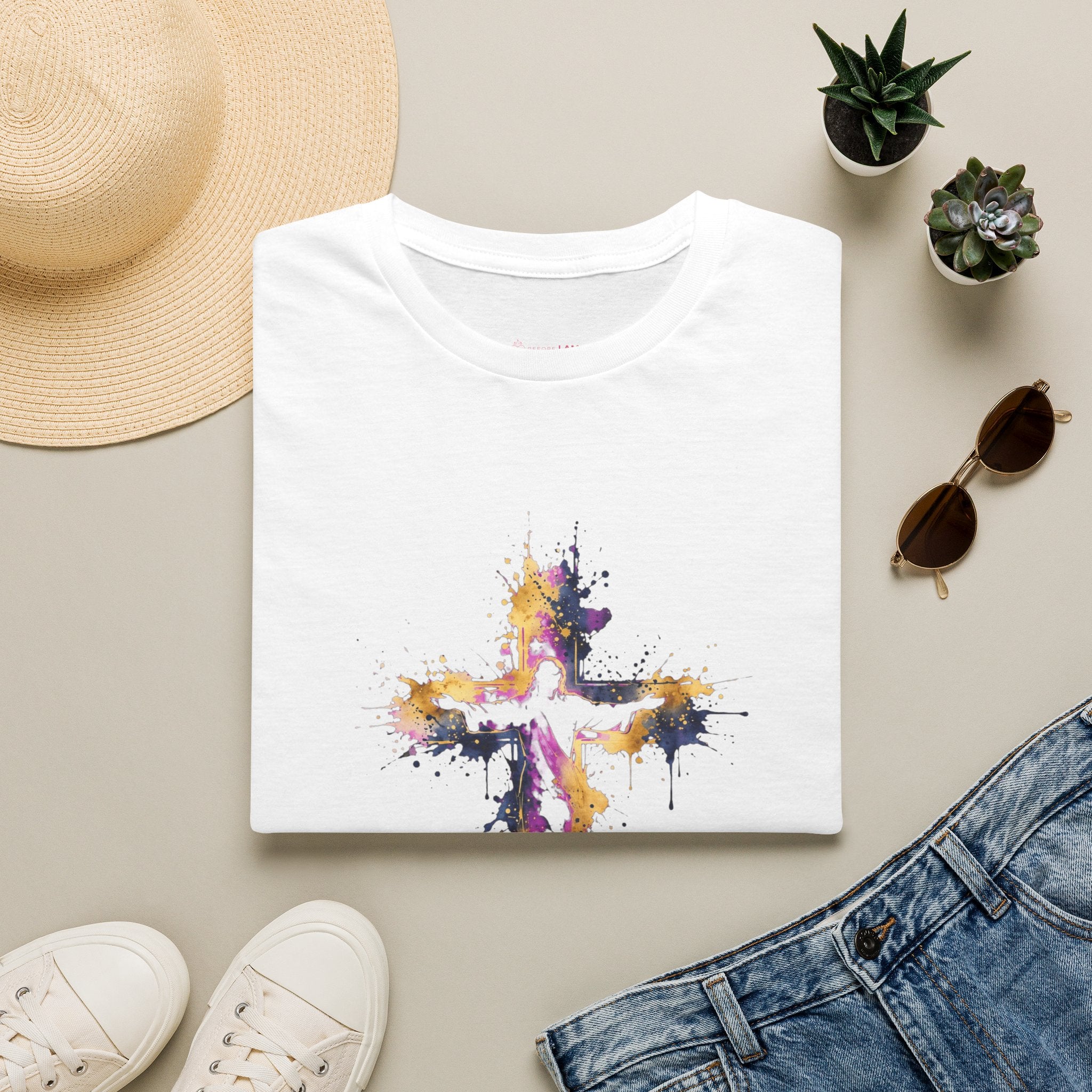 Jesus on the Cross Watercolor Christian T-Shirt – Colorful Faith Tee