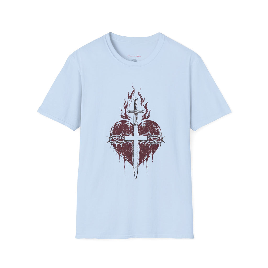 Sacred Heart of Jesus Christian T-Shirt – Crown of Thorns Cross Tee