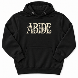 Abide Premium Hoodie in Black, front flat mockup