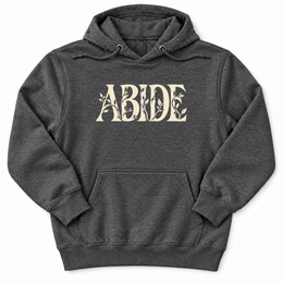 Abide Premium Hoodie in Charcoal Heather, front flat mockup