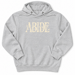 Abide Premium Hoodie in Heather Grey, front flat mockup