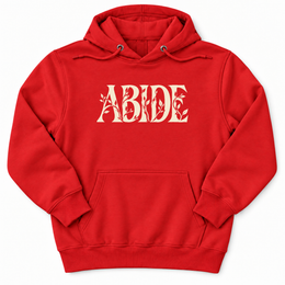 Abide Premium Hoodie in Red, front flat mockup
