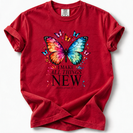 All Things New Butterfly Premium T-Shirt – Red