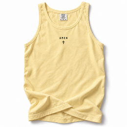 Amen Premium Tank in Butter, front flat mockup
