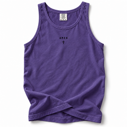 Amen Premium Tank in Grape, front flat mockup