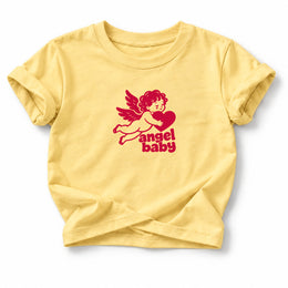 Angel Baby Baby T-Shirt in Butter, front flat mockup