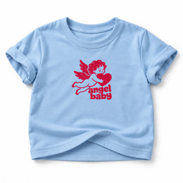 Angel Baby Baby T-Shirt in Light Blue, front flat mockup