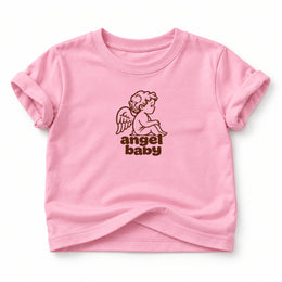 Angel Baby Baby T-Shirt in Pink, front flat mockup