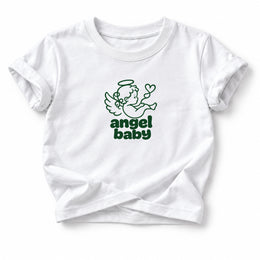 Angel Baby Baby T-Shirt in White, front flat mockup