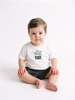 Angel Baby T-Shirt in White, Liam front view