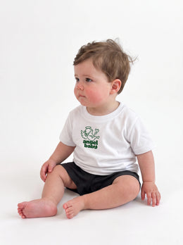 Angel Baby T-Shirt in White, Liam left three quarter view