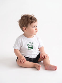 Angel Baby T-Shirt in White, Liam right three quarter view