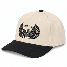Be Not Afraid Embroidered Cap in Black / Natural, front view