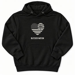 Blessed Nation Premium Hoodie in Black, flat front mockup