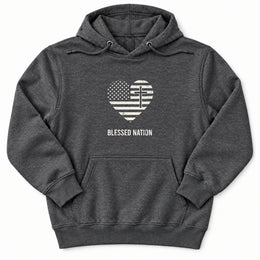 Blessed Nation Premium Hoodie in Charcoal Heather, flat front mockup