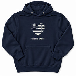 Blessed Nation Premium Hoodie in Navy, flat front mockup