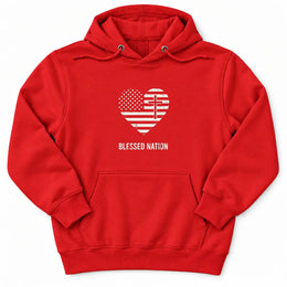 Blessed Nation Premium Hoodie in Red, flat front mockup