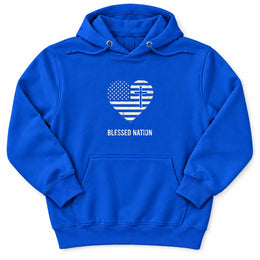 Blessed Nation Premium Hoodie in Royal Blue, flat front mockup