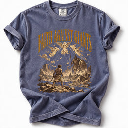 Faith Against Giants Comfort Colors 1717 flat mockup in Denim