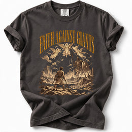 Faith Against Giants Comfort Colors 1717 flat mockup in Graphite