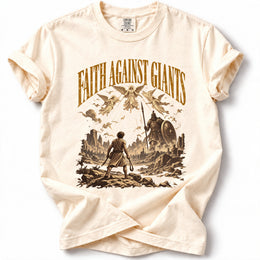 Faith Against Giants Comfort Colors 1717 flat mockup in Ivory