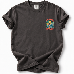 Faith Over Waves Premium T-Shirt in Graphite — front chest design
