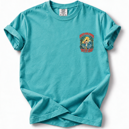 Faith Over Waves Premium T-Shirt in Lagoon — front chest design