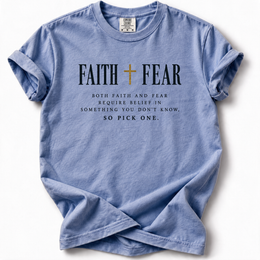 Faith or Fear Premium T-Shirt — Washed Denim