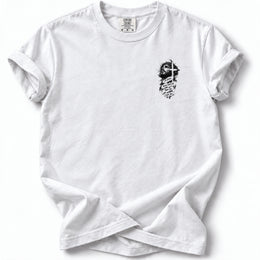 Forgiveness Prayer Edition T-Shirt in White — left chest design