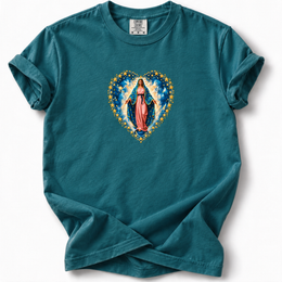Guadalupe Virgin Premium T-Shirt — Topaz Blue