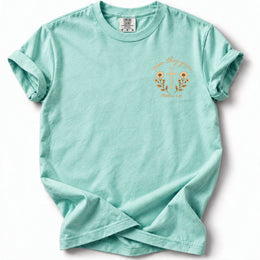How They Grow Edition T-Shirt in Chalky Mint – front chest floral cross design