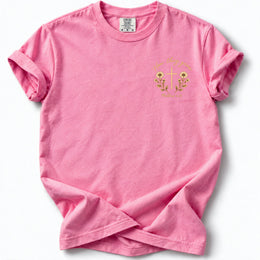 How They Grow Edition T-Shirt in Crunchberry – front chest floral cross design